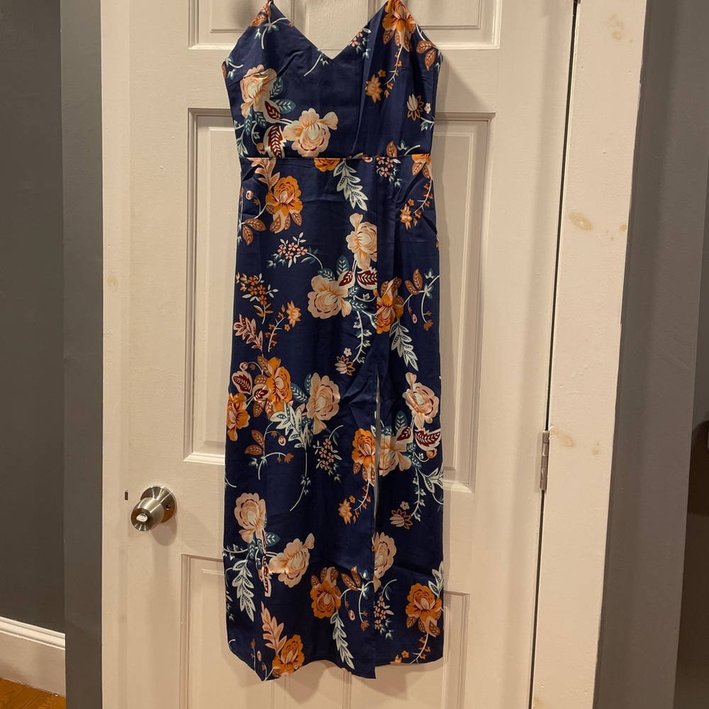 Floral Navy Midi Dress